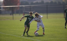 Port Washington's Isaac Pionek fought for a ball with Grafton's Julian Terrill. Port Washington won a Division 3 regional soccer title, 4-1, at home over Grafton on Saturday, October. 24.